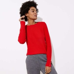 Textured button cuff sweater